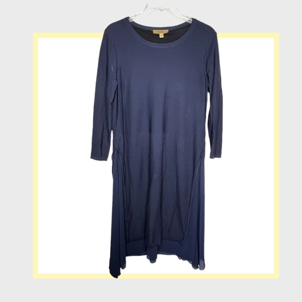 Excluois Biba Silk Blend Navy Dress